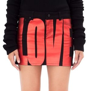GIVENCHY Love Printed Denim Mini Skirt